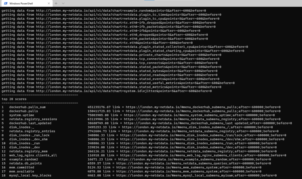 Script output